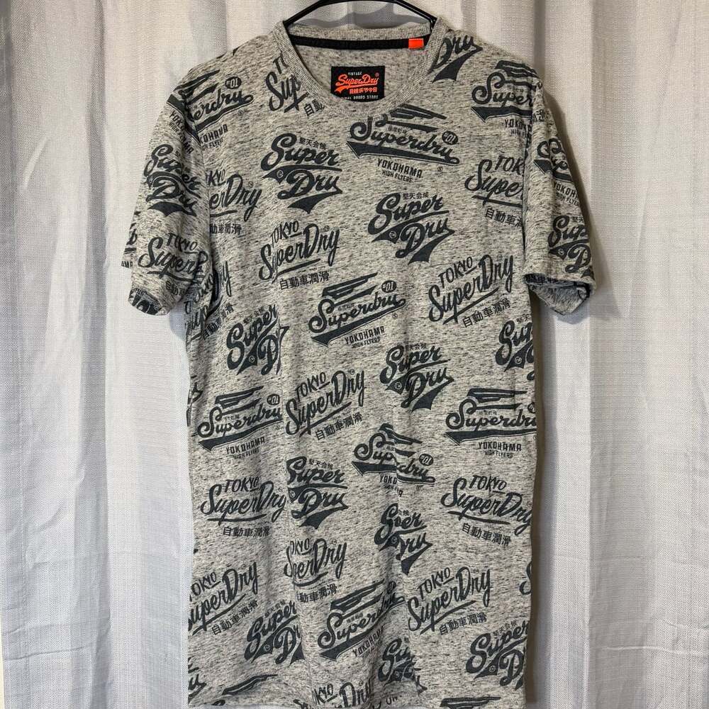 Superdry Vintage All Over Graphic T-Shirt Gray Tokyo Yokohama High Flyers